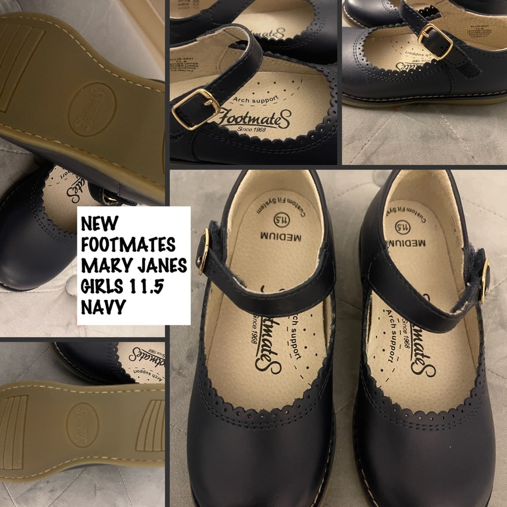 NEW FOOTMATES MARY JANES NAVY BLUE GIRLS 11.5
